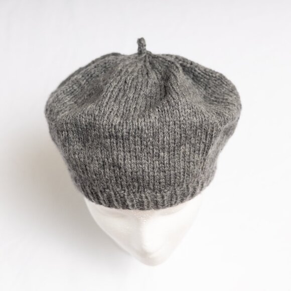 Hand knit Heathered Charcoal Gray French Parisian Beret main image 5